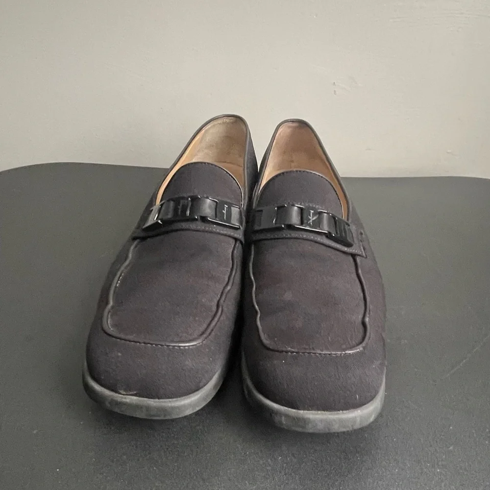 Salvatore Ferragamo Sport Black Fabric Logo Bit Loafers Shoes Made in Italy 9.5 - Picture 3 of 12